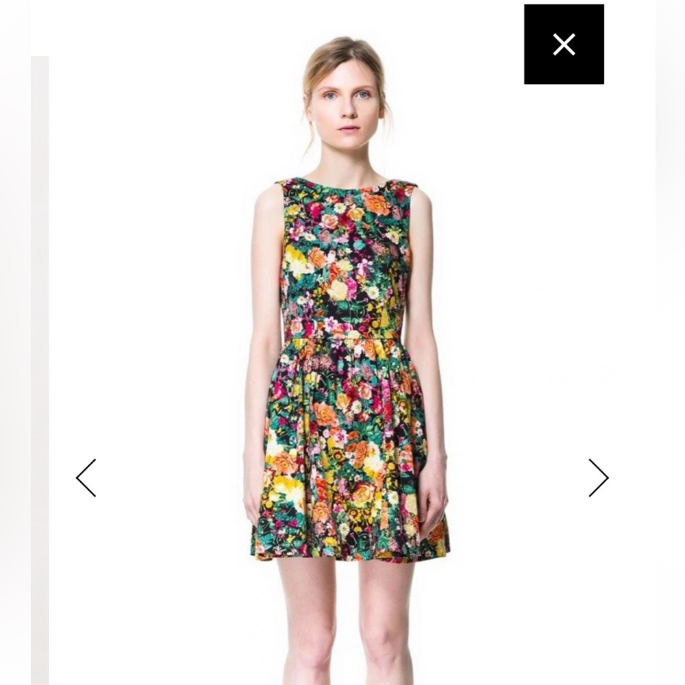 Zara‎ printed pleated dress size small EUC